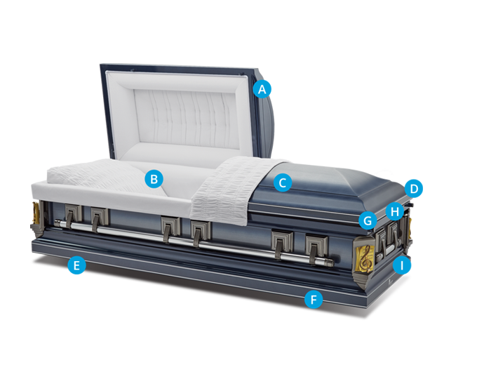 Metal casket features