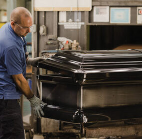 Casket inspection in warehouse